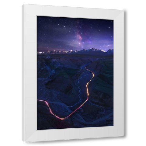 Connect World White Modern Wood Framed Art Print by Selions