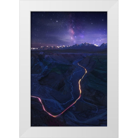 Connect World White Modern Wood Framed Art Print by Selions