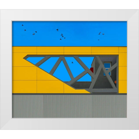 Facade - Hasharon White Modern Wood Framed Art Print by Orbach, Arnon
