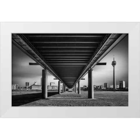Way To DaAndFrac14;Sseldorf White Modern Wood Framed Art Print by Figueras, Antoni