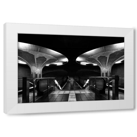Mushroom Station White Modern Wood Framed Art Print by Weber, Roland