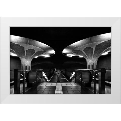 Mushroom Station White Modern Wood Framed Art Print by Weber, Roland