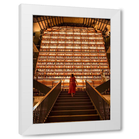 Stairway To Knowledge White Modern Wood Framed Art Print by Yoshitaka, Oyama