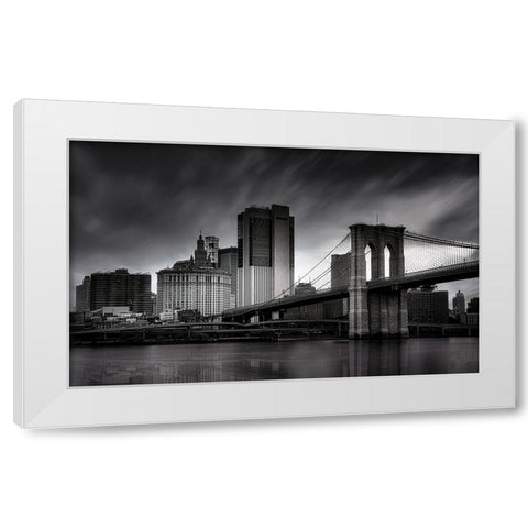Brooklyn Bridge - Nyc White Modern Wood Framed Art Print by W., Catherine