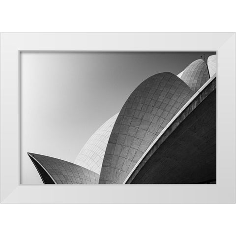 Lotus Temple .. The Grey Scale White Modern Wood Framed Art Print by Chawla, Shobhit