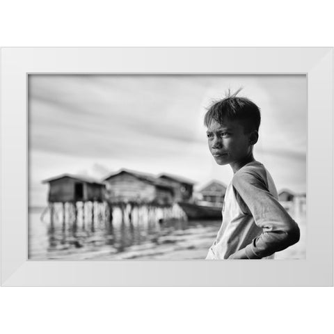 Looking Out To Sea White Modern Wood Framed Art Print by Long, Kieron