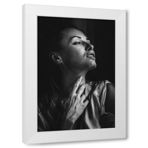 Touching Neck White Modern Wood Framed Art Print by Yamamoto, Eiji