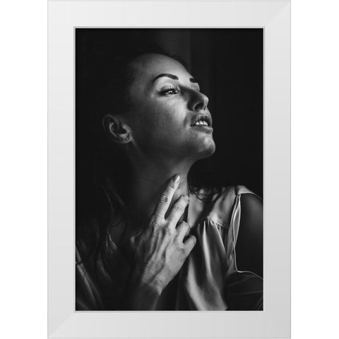 Touching Neck White Modern Wood Framed Art Print by Yamamoto, Eiji