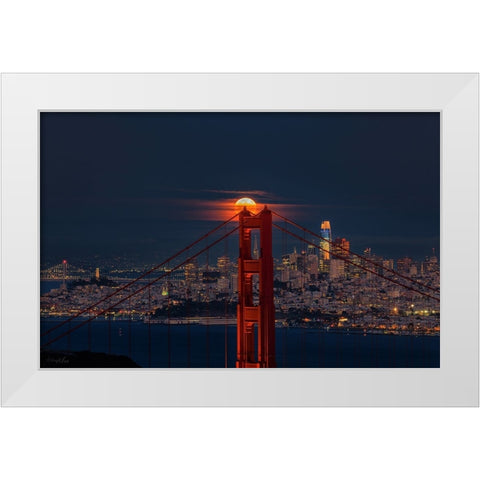 Full Moon August 11 White Modern Wood Framed Art Print by An, Anna