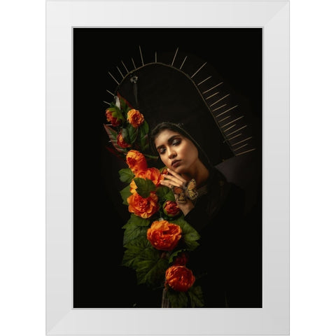 Flower Girl White Modern Wood Framed Art Print by Mahapatra, Santanu