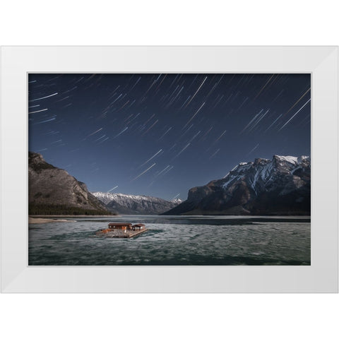 Lake Minnewanka White Modern Wood Framed Art Print by Schaarschmidt, Christoph