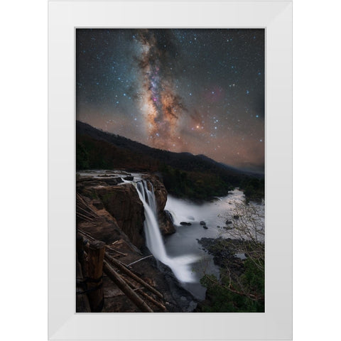 Athirapally White Modern Wood Framed Art Print by Chander, Vikas