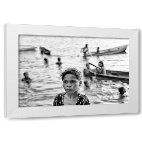 Life On The Water White Modern Wood Framed Art Print by Long, Kieron