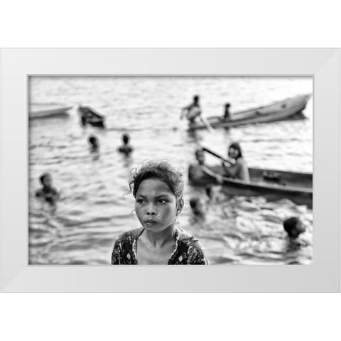 Life On The Water White Modern Wood Framed Art Print by Long, Kieron