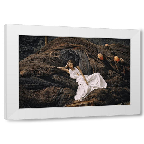 Aira White Modern Wood Framed Art Print by Koiki