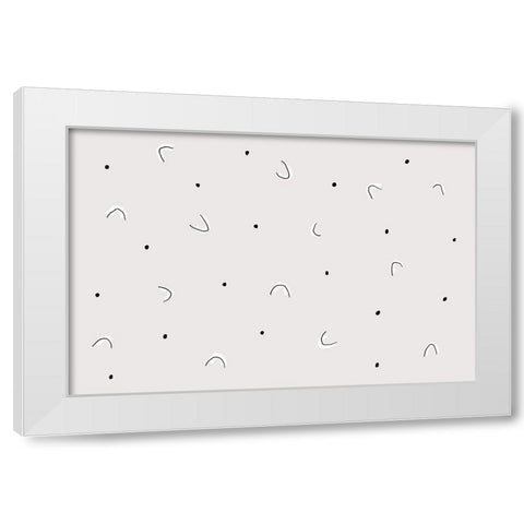 Dots and Shapes White Modern Wood Framed Art Print by uplusmestudio
