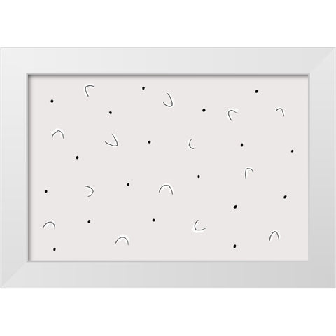 Dots and Shapes White Modern Wood Framed Art Print by uplusmestudio