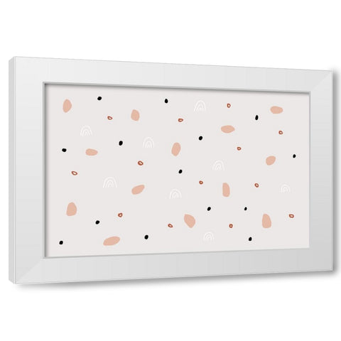 Happy Abstract White Modern Wood Framed Art Print by uplusmestudio