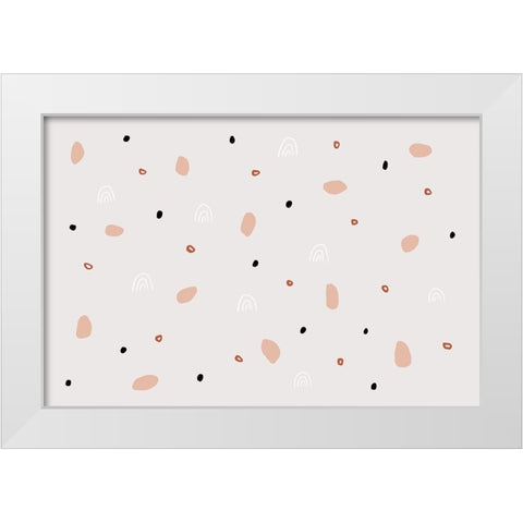 Happy Abstract White Modern Wood Framed Art Print by uplusmestudio