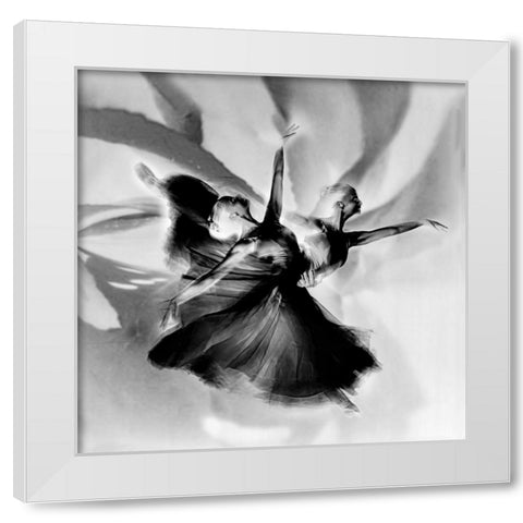 Dance In Black And White White Modern Wood Framed Art Print by Pansky, Rachel