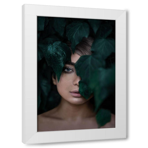 Her Eye White Modern Wood Framed Art Print by Hamedani, Ardalan