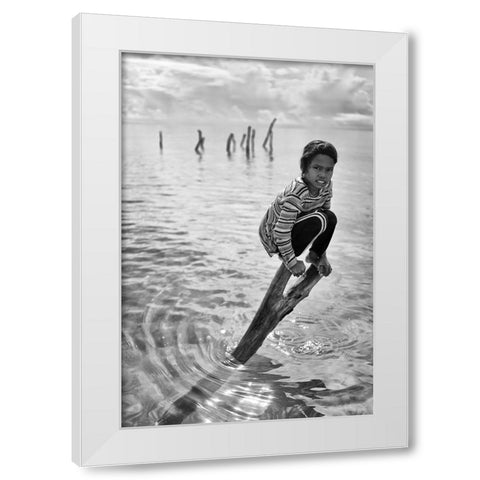 Sitting Pretty White Modern Wood Framed Art Print by Long, Kieron
