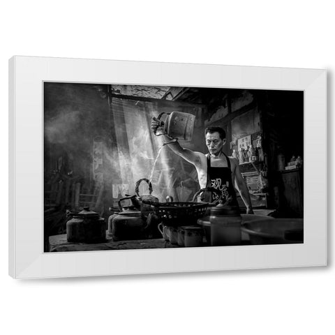 The Teahouse White Modern Wood Framed Art Print by Yu Wu, Irene
