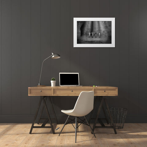 Ballet White Modern Wood Framed Art Print by Uhrin, Milan