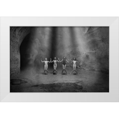 Ballet White Modern Wood Framed Art Print by Uhrin, Milan