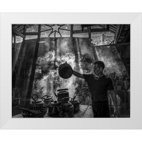 The Old Teahouse White Modern Wood Framed Art Print by Yu Wu, Irene