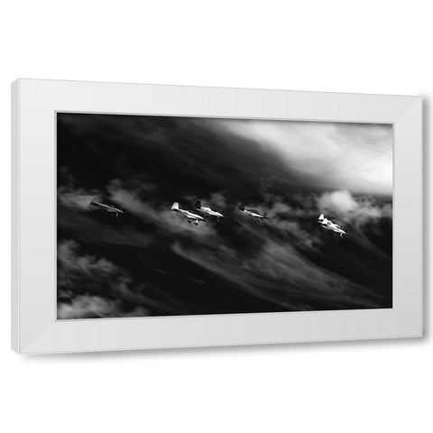 Flight On The Way White Modern Wood Framed Art Print by Wicklow, Jorgen