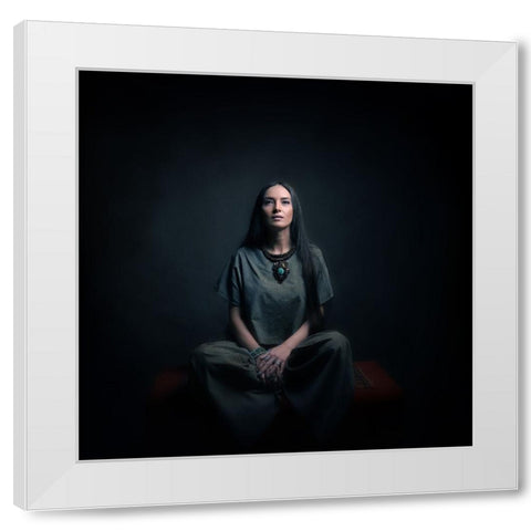 Persian Girl White Modern Wood Framed Art Print by Hasheminasab, Moein
