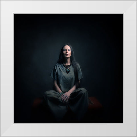 Persian Girl White Modern Wood Framed Art Print by Hasheminasab, Moein