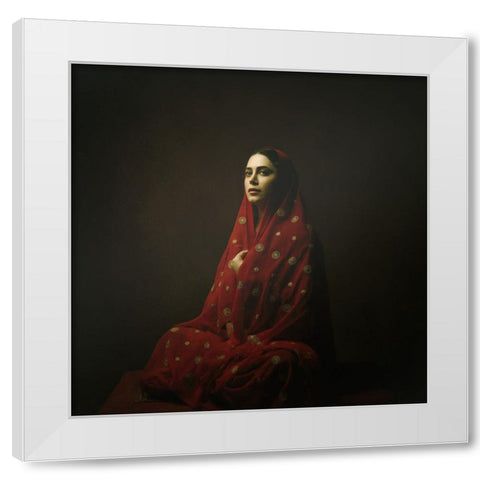 Persian Girl White Modern Wood Framed Art Print by Hasheminasab, Moein
