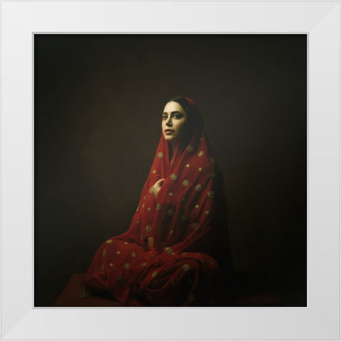 Persian Girl White Modern Wood Framed Art Print by Hasheminasab, Moein