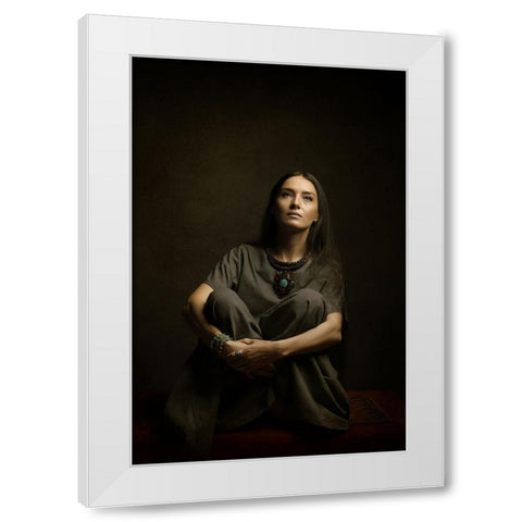 Persian Girl White Modern Wood Framed Art Print by Hasheminasab, Moein