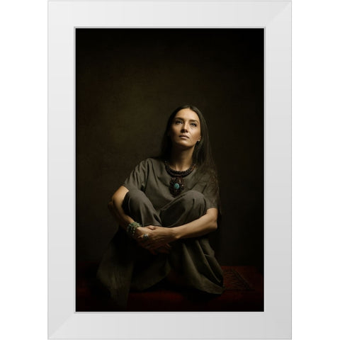 Persian Girl White Modern Wood Framed Art Print by Hasheminasab, Moein