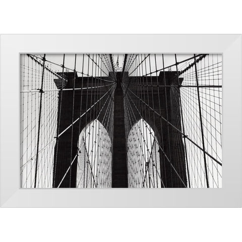 Brooklyn Bridge White Modern Wood Framed Art Print by Martin, Rikard