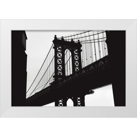 Manhattan Bridge White Modern Wood Framed Art Print by Martin, Rikard