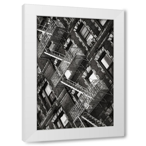 New York City Fire Escapes 04 White Modern Wood Framed Art Print by Martin, Rikard