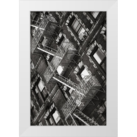 New York City Fire Escapes 04 White Modern Wood Framed Art Print by Martin, Rikard