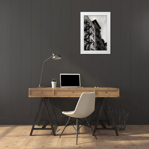 New York City Fire Escapes 05 White Modern Wood Framed Art Print by Martin, Rikard