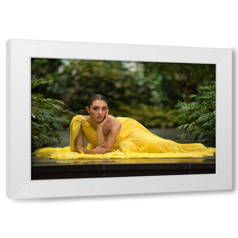 Greek Queen In Yellow White Modern Wood Framed Art Print by Belal, Ahmad