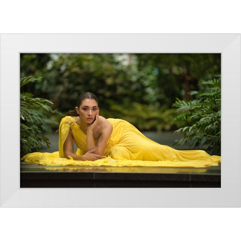 Greek Queen In Yellow White Modern Wood Framed Art Print by Belal, Ahmad