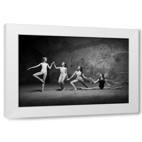 Ballerinas 2 White Modern Wood Framed Art Print by Uhrin, Milan