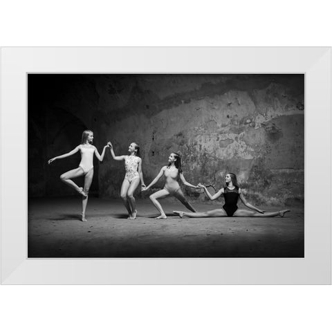 Ballerinas 2 White Modern Wood Framed Art Print by Uhrin, Milan