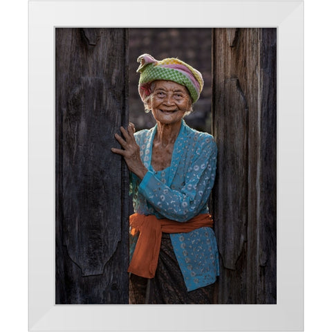 Dadong Wayan White Modern Wood Framed Art Print by Mikael, Fira
