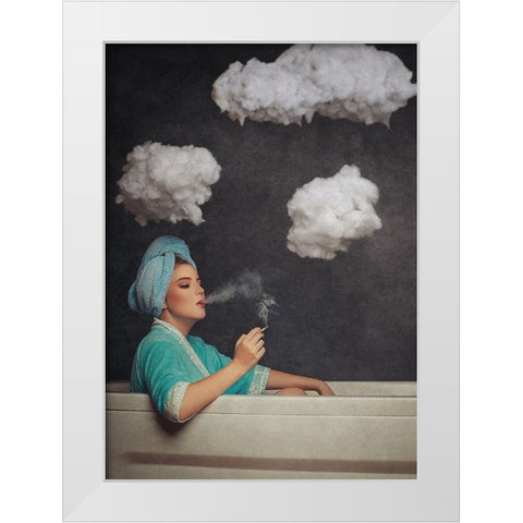 Smoke Out White Modern Wood Framed Art Print by Abdillah, Djayent