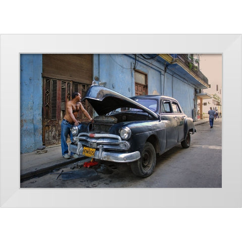 Waiting For Autopart White Modern Wood Framed Art Print by Creativeartsolution, Khoshro