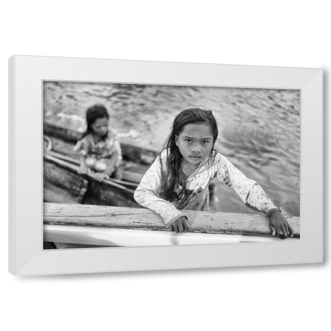 Climbing Abroad White Modern Wood Framed Art Print by Long, Kieron